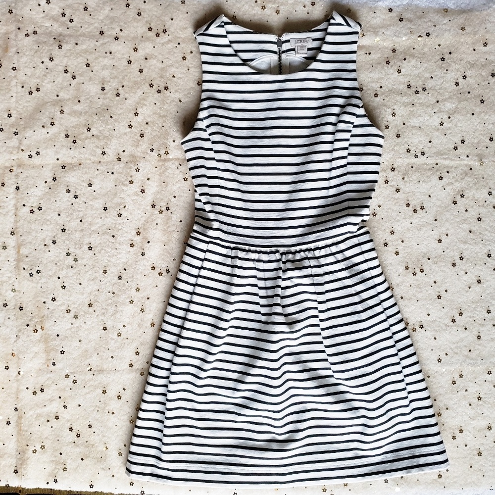J Crew Black & White Striped Daybreak Dress